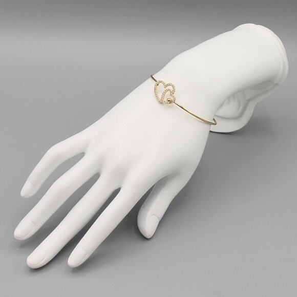 Jewelry bracelet heart love romantic sparkly sparkle yellow gold tone elegant - Picture 5 of 7